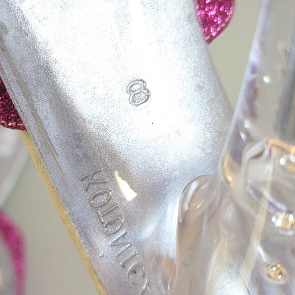 Y2K Lover's Lane Signature Collection Pink Glitter Stiletto Heels Clear Platform - Picture 10 of 10